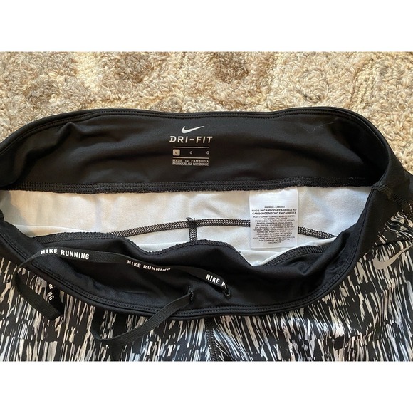 Nike Dri-Fit Power Racer Crop Running Athletic Leggings Women's Large Black - Picture 4 of 7
